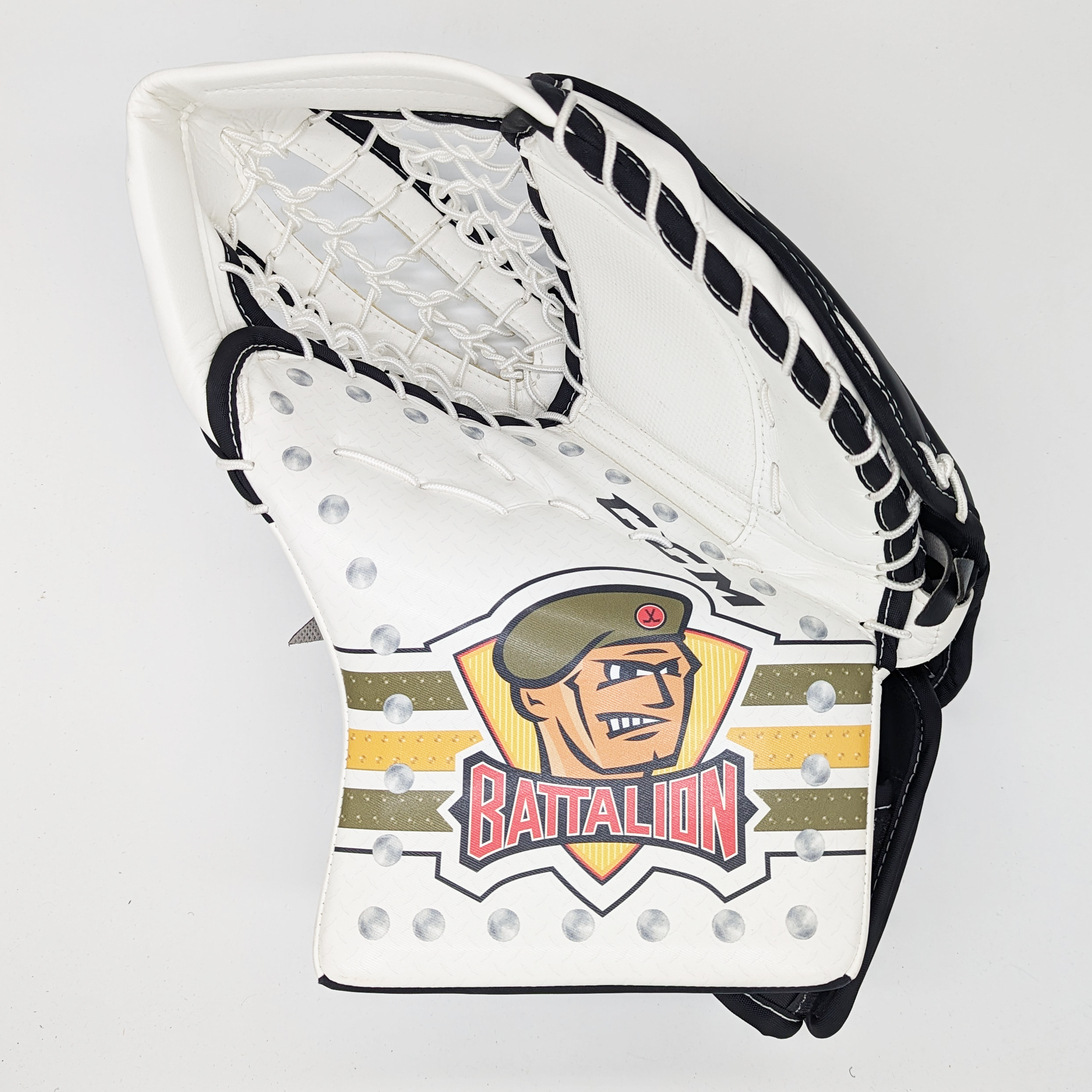 CCM Extreme Flex 5 - Nouveau gant de gardien senior Pro Stock - OHL (blanc/noir/vert)